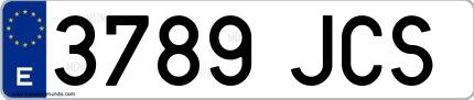 Ejemplo de matrícula española 3789 JCS