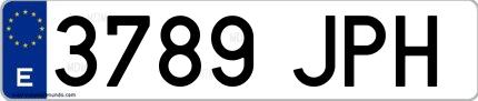Ejemplo de matrícula española 3789 JPH