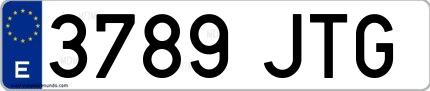 Ejemplo de matrícula española 3789 JTG