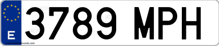 Ejemplo de matrícula de coche ordinaria 3789 MPH