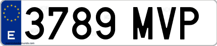 Ejemplo de matrícula de coche ordinaria 3789 MVP