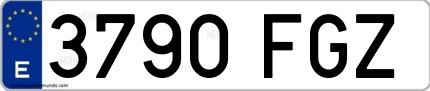 Ejemplo de matrícula española 3790 FGZ