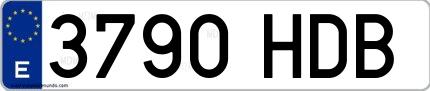 Ejemplo de matrícula española 3790 HDB