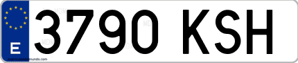 Ejemplo de matrícula de coche ordinaria 3790 KSH