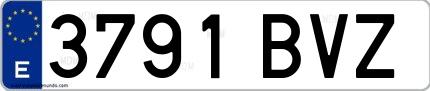 Ejemplo de matrícula española 3791 BVZ