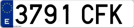 Ejemplo de matrícula española 3791 CFK