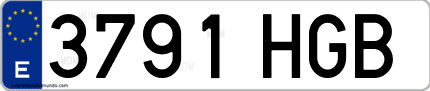 Ejemplo de matrícula de coche ordinaria 3791 HGB