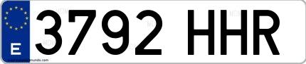 Ejemplo de matrícula española 3792 HHR