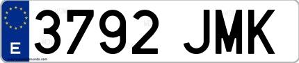Ejemplo de matrícula española 3792 JMK