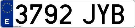 Ejemplo de matrícula española 3792 JYB