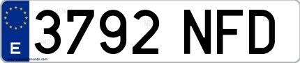Ejemplo de matrícula española 3792 NFD