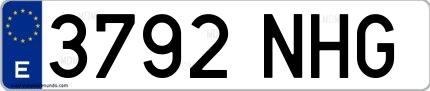 Ejemplo de matrícula española 3792 NHG