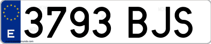 Ejemplo de matrícula de coche ordinaria 3793 BJS