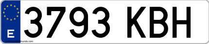 Ejemplo de matrícula de coche ordinaria 3793 KBH