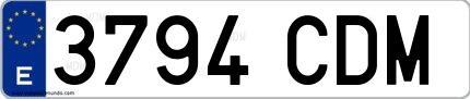 Ejemplo de matrícula española 3794 CDM
