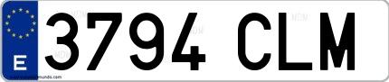 Ejemplo de matrícula española 3794 CLM
