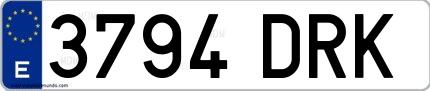 Ejemplo de matrícula española 3794 DRK