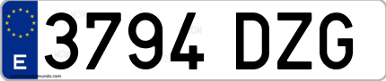 Ejemplo de matrícula de coche ordinaria 3794 DZG