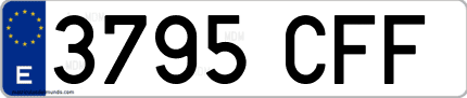 Ejemplo de matrícula de coche ordinaria 3795 CFF