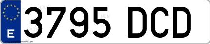 Ejemplo de matrícula española 3795 DCD