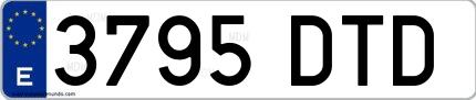 Ejemplo de matrícula española 3795 DTD