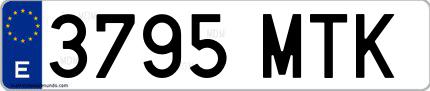 Ejemplo de matrícula española 3795 MTK