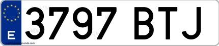 Ejemplo de matrícula española 3797 BTJ
