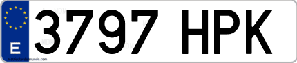 Ejemplo de matrícula de coche ordinaria 3797 HPK