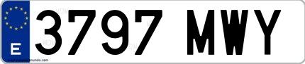 Ejemplo de matrícula española 3797 MWY