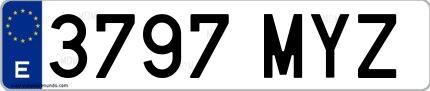 Ejemplo de matrícula española 3797 MYZ