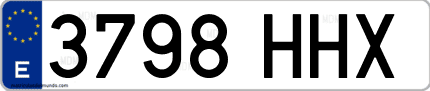 Ejemplo de matrícula de coche ordinaria 3798 HHX