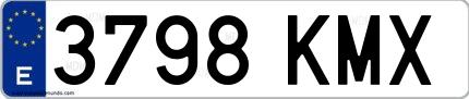 Ejemplo de matrícula española 3798 KMX