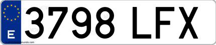 Ejemplo de matrícula española 3798 LFX