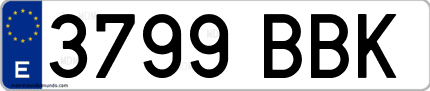 Ejemplo de matrícula de coche ordinaria 3799 BBK