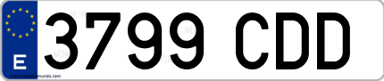 Ejemplo de matrícula de coche ordinaria 3799 CDD