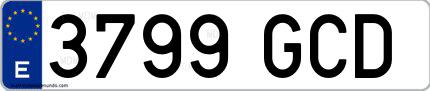 Ejemplo de matrícula española 3799 GCD