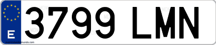 Ejemplo de matrícula de coche ordinaria 3799 LMN