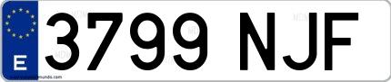 Ejemplo de matrícula española 3799 NJF