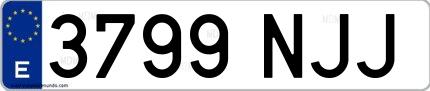 Ejemplo de matrícula española 3799 NJJ