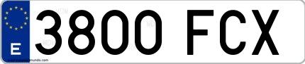 Ejemplo de matrícula española 3800 FCX