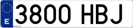 Ejemplo de matrícula española 3800 HBJ