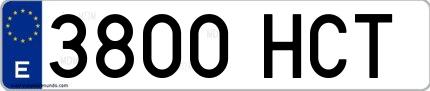 Ejemplo de matrícula española 3800 HCT