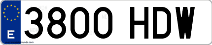 Ejemplo de matrícula de coche ordinaria 3800 HDW