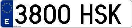 Ejemplo de matrícula española 3800 HSK