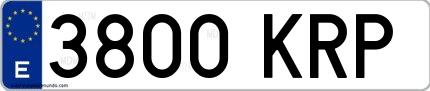Ejemplo de matrícula española 3800 KRP