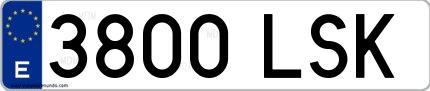 Ejemplo de matrícula de coche ordinaria 3800 LSK