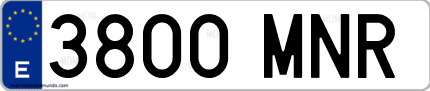 Ejemplo de matrícula de coche ordinaria 3800 MNR