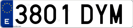 Ejemplo de matrícula de coche ordinaria 3801 DYM