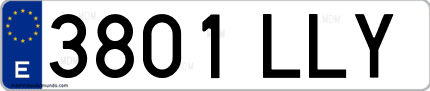 Ejemplo de matrícula de coche ordinaria 3801 LLY