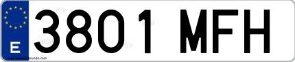 Ejemplo de matrícula española 3801 MFH